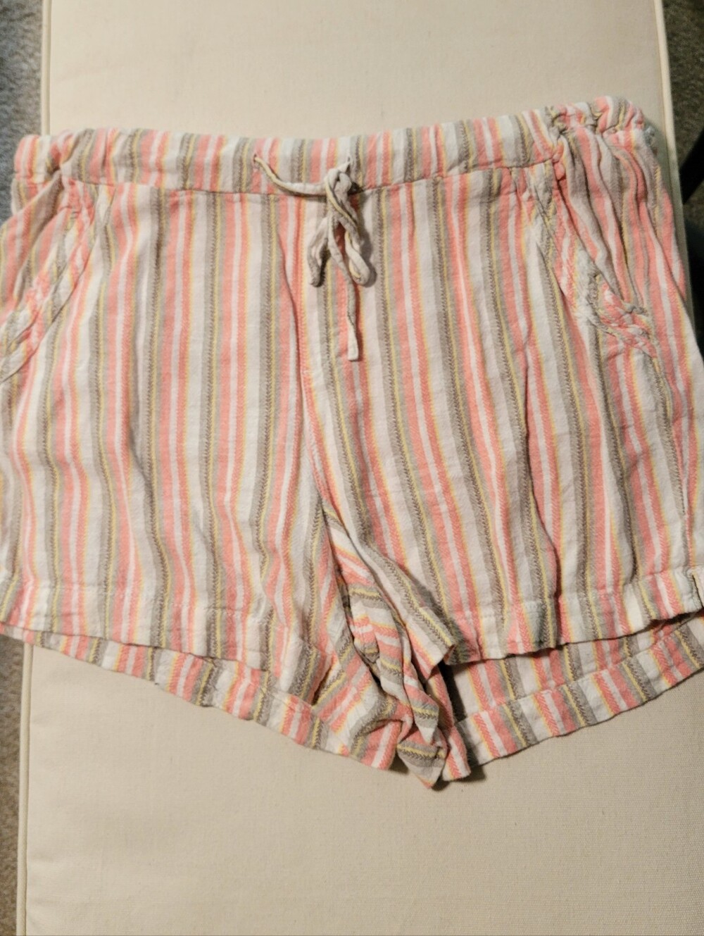 Briggs New York Striped Lounge Shorts - Peach, Cream & Gray